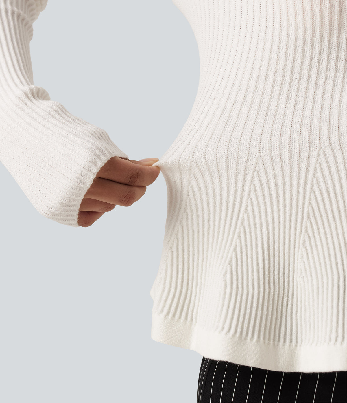 V Neck Long Sleeve Ruffle Hem Slim Work Cardigan — Sugar Swizzle — view 7