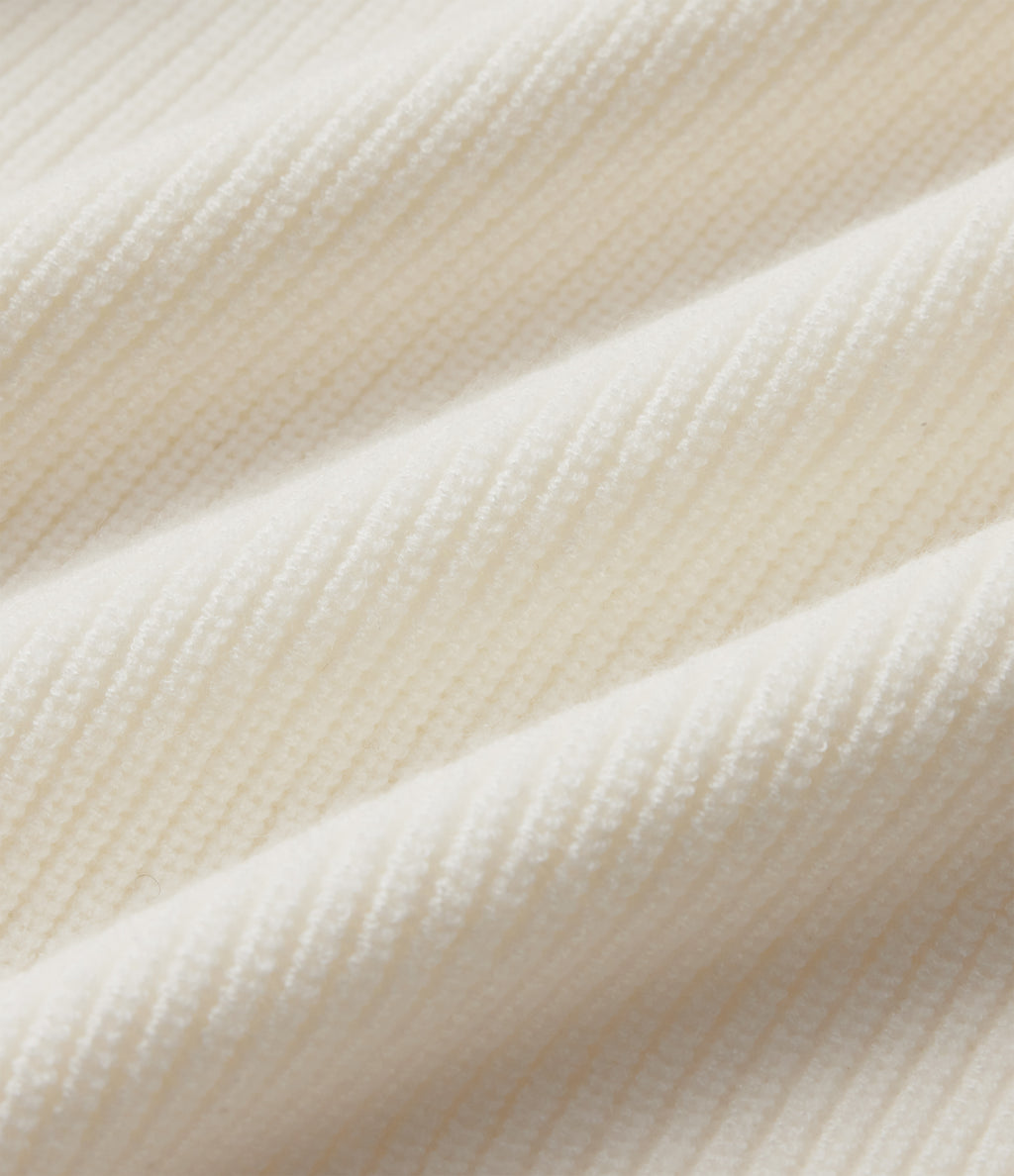 Round Neck Long Sleeve Rolled Hem Work Jumper — White Down — view 8