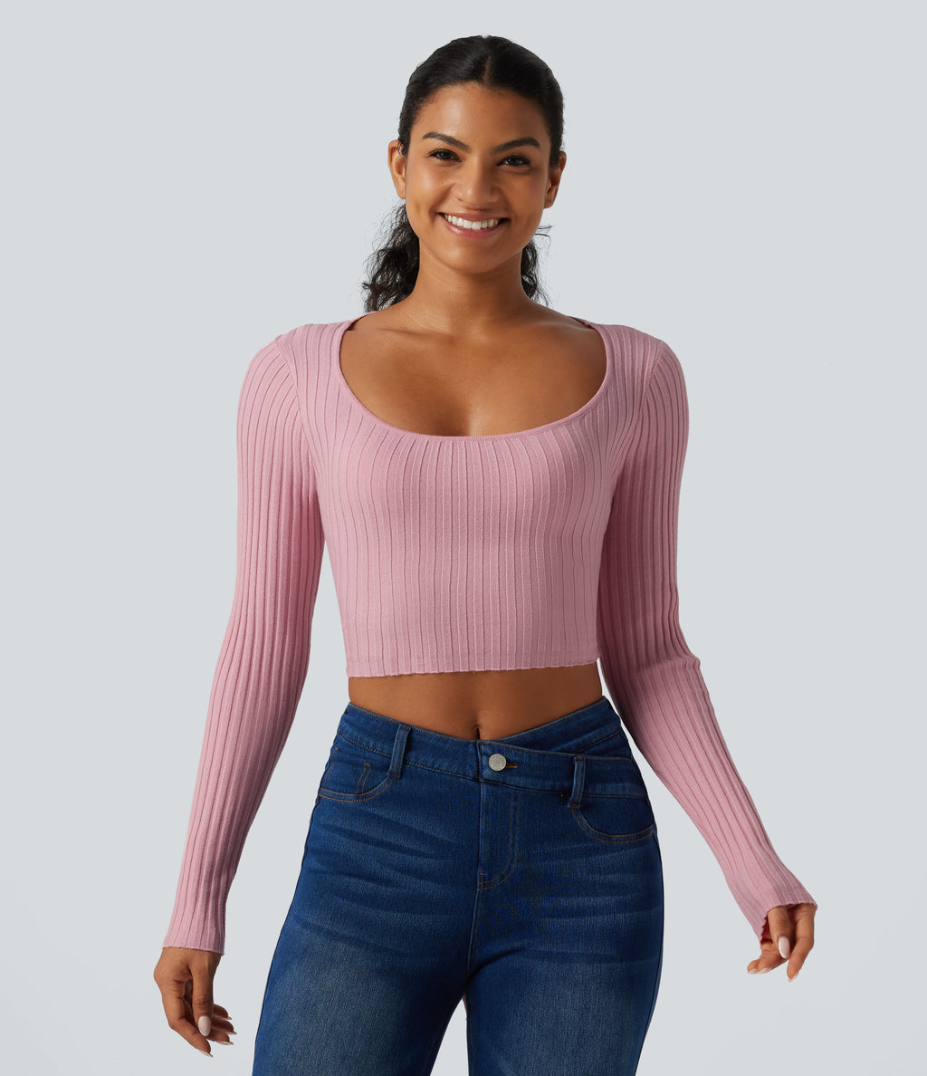 Round Neck Long Sleeve Cut Out Tie Back Casual Jumper — Zephyr — view 2