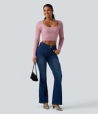 Round Neck Long Sleeve Cut Out Tie Back Casual Jumper — Zephyr — view 7