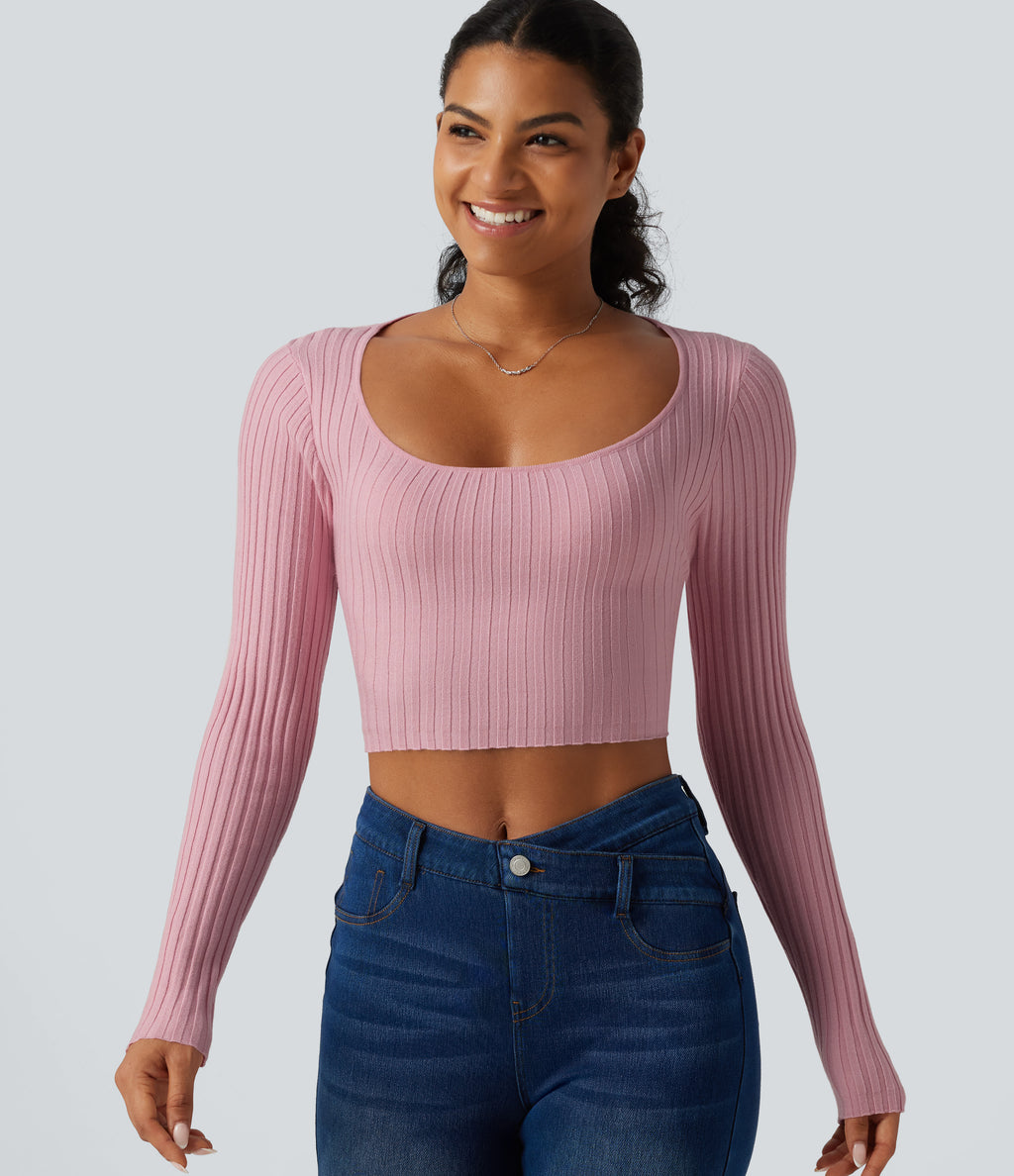 Round Neck Long Sleeve Cut Out Tie Back Casual Jumper — Zephyr — view 5