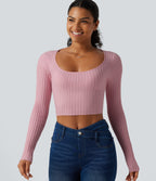 Round Neck Long Sleeve Cut Out Tie Back Casual Jumper — Zephyr — view 5