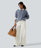 Round Neck Long Sleeve Work Jumper — Light Blue — view 5