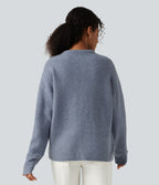 Round Neck Long Sleeve Work Jumper — Light Blue — view 2