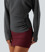 Boat Neck Batwing Long Sleeve Thumb Hole Work Jumper — Unexplored — view 5