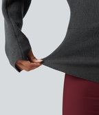 Boat Neck Batwing Long Sleeve Thumb Hole Work Jumper — Unexplored — view 6