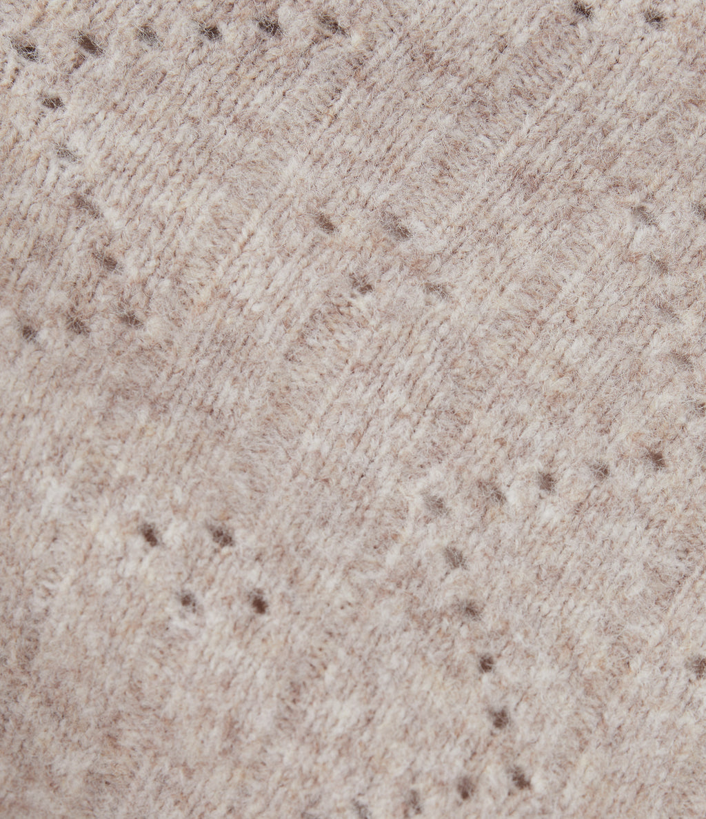 V Neck Long Sleeve Scallop Hem Open Knit Casual Jumper — Chateau Gray — view 7