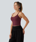 Airy V Neck Built-in Bra Crisscross InstantCool Yoga Tank Top — Zinfandel — view 3