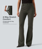 Mid Rise Bootcut Work Trousers with Pockets — Forest Night — view 1
