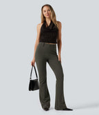 Mid Rise Bootcut Work Trousers with Pockets — Forest Night — view 8