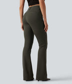Mid Rise Bootcut Work Trousers with Pockets — Forest Night — view 2