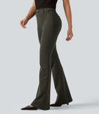 Mid Rise Bootcut Work Trousers with Pockets — Forest Night — view 3