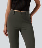 Mid Rise Bootcut Work Trousers with Pockets — Forest Night — view 5