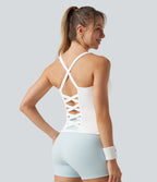 U Neck Built-in Bra Running Tank Top DD-F Cups — White — view 2
