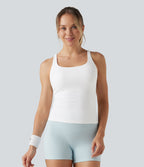 U Neck Built-in Bra Running Tank Top DD-F Cups — White — view 3
