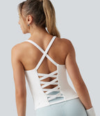 U Neck Built-in Bra Running Tank Top DD-F Cups — White — view 5