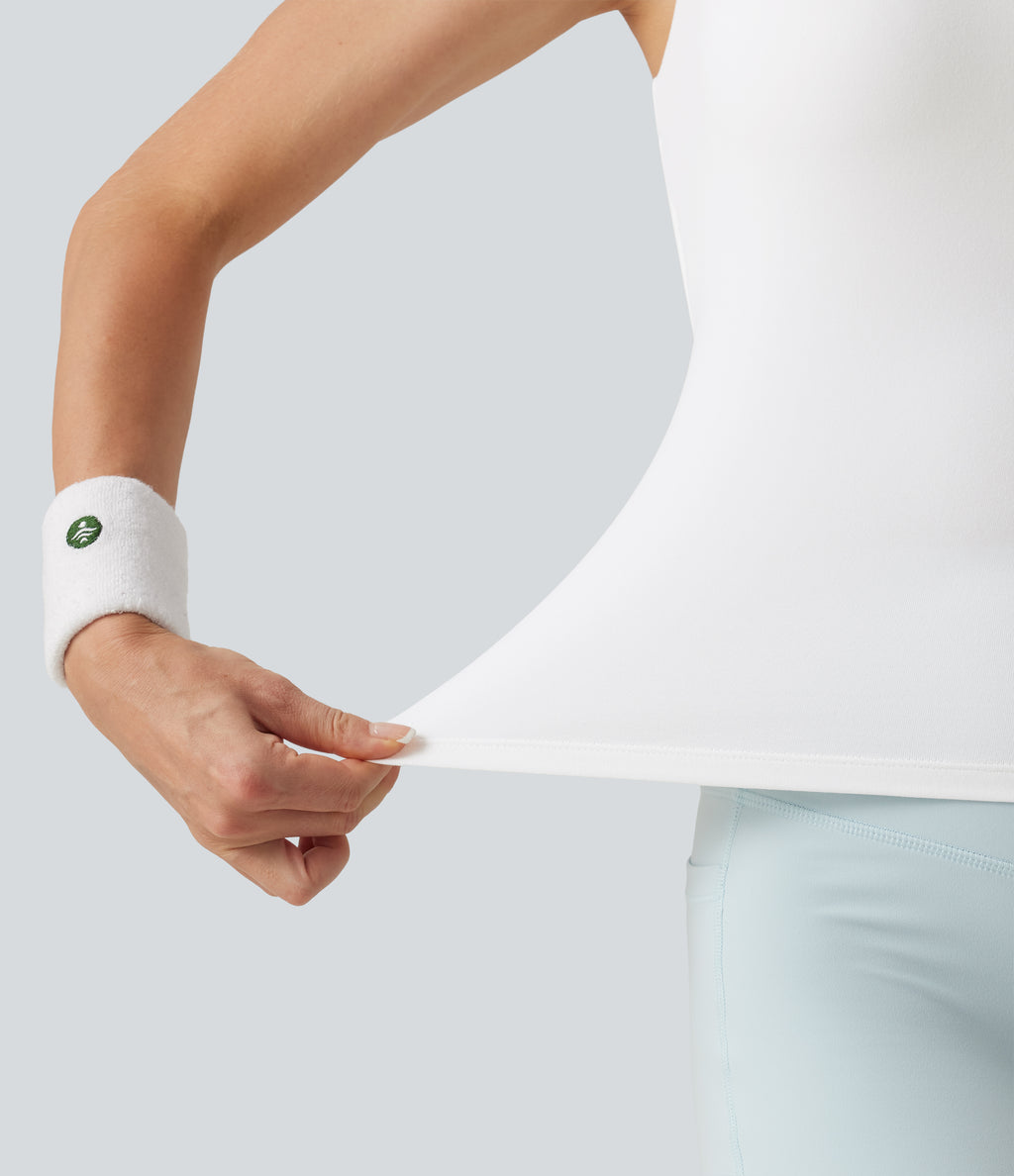 U Neck Built-in Bra Running Tank Top DD-F Cups — White — view 7