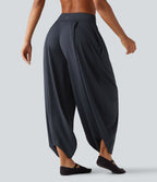 Mid Rise Bubble Yoga Joggers with Pockets — Night Sea Blue — view 2