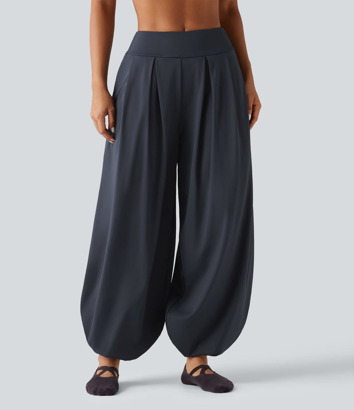 Mid Rise Bubble Yoga Joggers with Pockets — Night Sea Blue — view 1