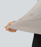Round Neck Long Sleeve Slim Lounge Cardigan with Pockets — Sweatshirt Gray — view 6