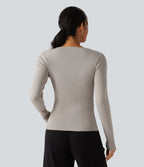 Round Neck Long Sleeve Slim Lounge Cardigan with Pockets — Sweatshirt Gray — view 2