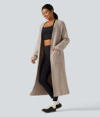 Long Sleeve Longline Casual Cardigan with Pockets — Pure Cashmere — view 3