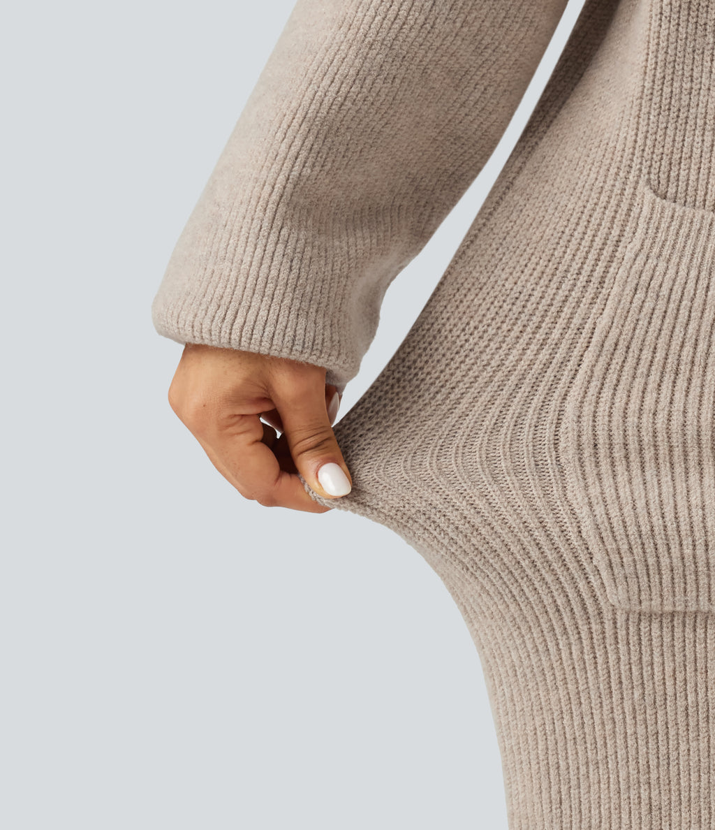 Long Sleeve Longline Casual Cardigan with Pockets — Pure Cashmere — view 5