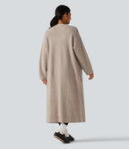 Long Sleeve Longline Casual Cardigan with Pockets — Pure Cashmere — view 2