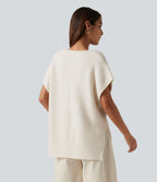 Deep V Neck Casual Sweater Vest — White Down — view 2