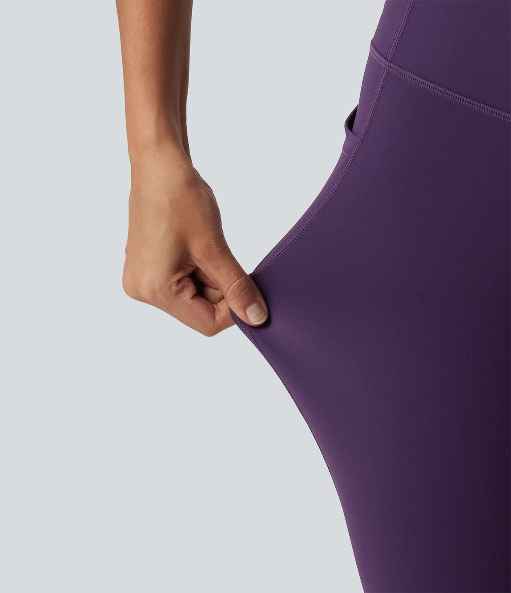 Built-in Bra Tummy Control Workout Jumpsuit with Pockets-Edition — Blackberry Cordial — view 7