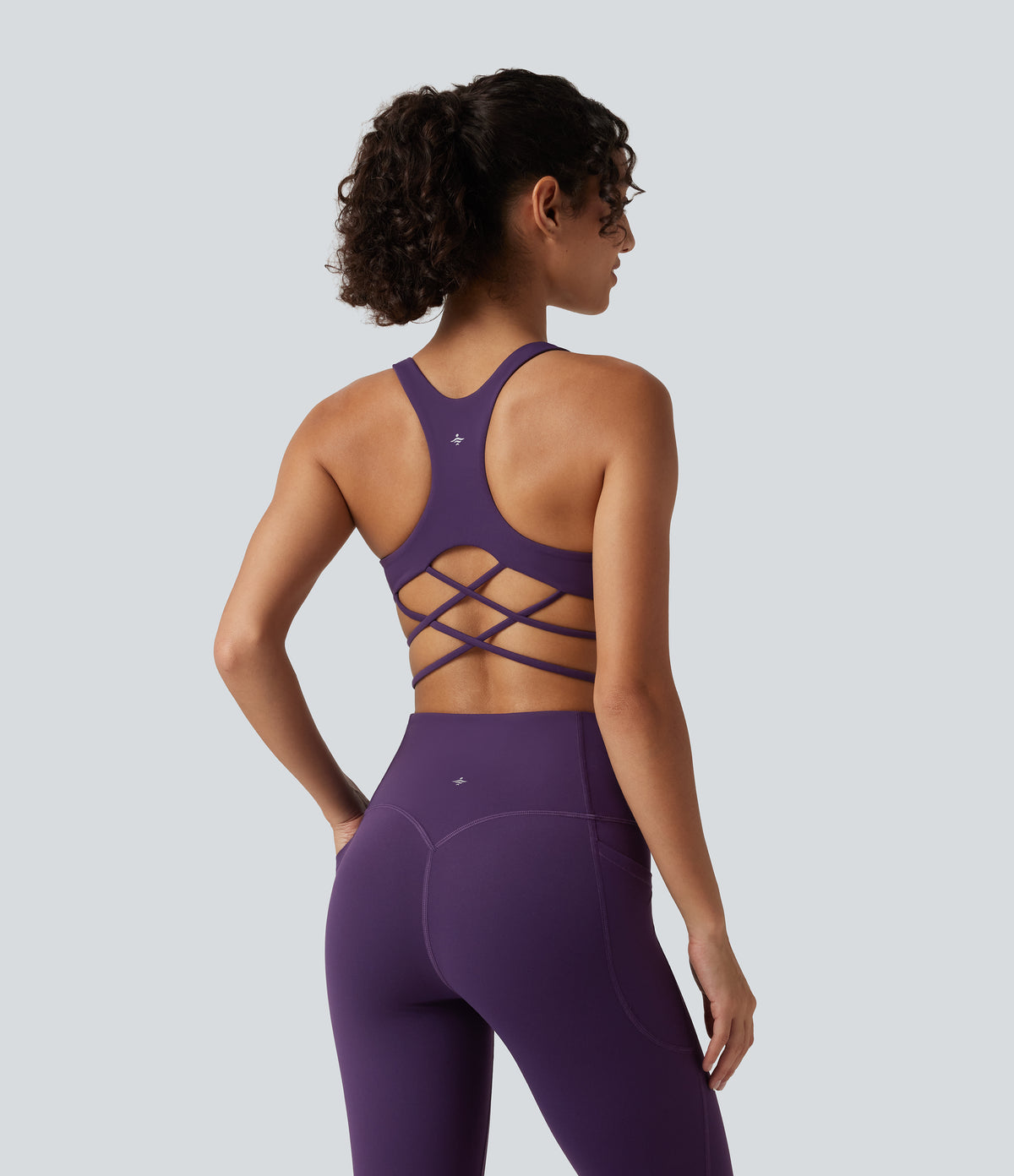 Built-in Bra Tummy Control Workout Jumpsuit with Pockets-Edition — Blackberry Cordial — view 4