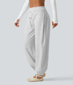 Mid Rise Foldover Drawstring Stripe Yoga Jogger with Pockets — Zebra Ripple — view 3