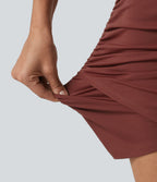 Airy High Waisted 2-in-1 Ruched InstantCool Mini Party Skirt — Madder Brown — view 7