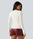 V Neck Long Sleeve Contrast Lace Work Jumper — White — view 2
