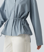 Long Sleeve Ruched Drawstring Casual Shirt — Mountain Spring — view 6