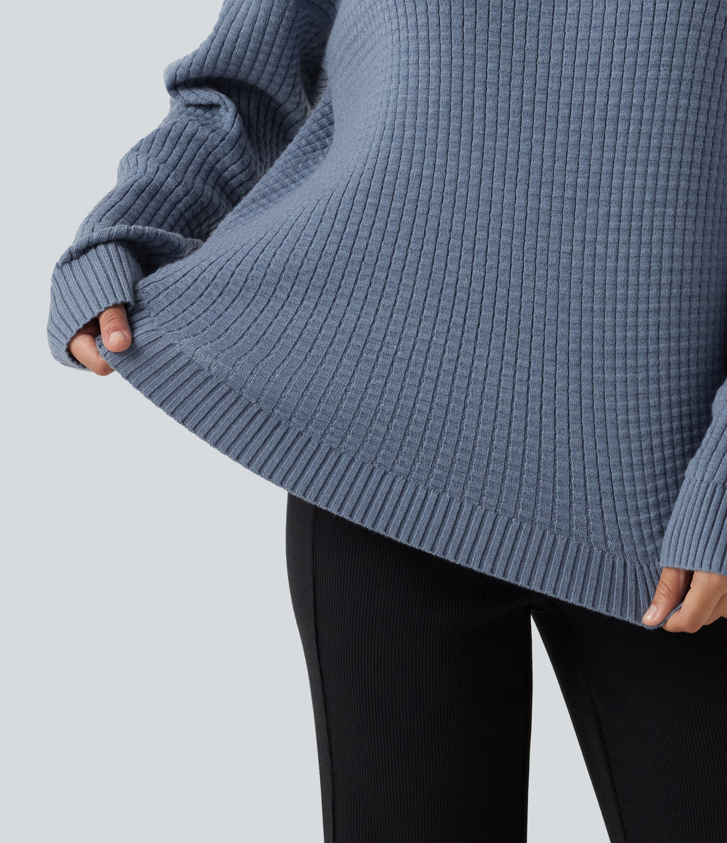 Round Neck Long Sleeve Curved Hem Work Jumper — Troposphere — view 6
