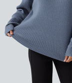 Round Neck Long Sleeve Curved Hem Work Jumper — Troposphere — view 6