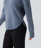 Round Neck Long Sleeve Curved Hem Work Jumper — Troposphere — view 7