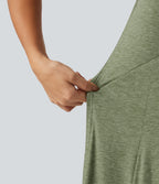 U Neck Flowy Midi Casual Tank Dress — Light Green Floral Yarn — view 5