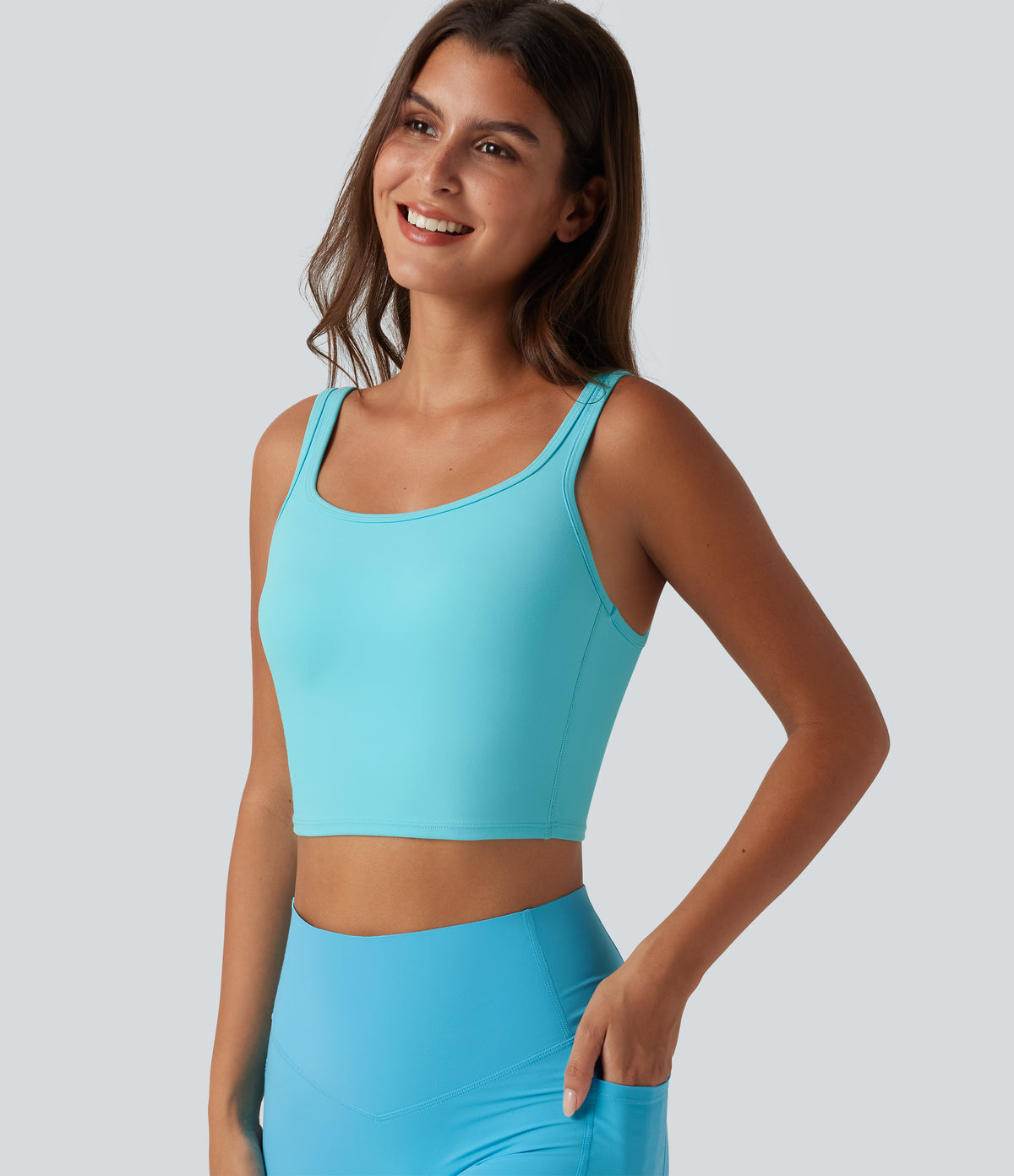 Plush Low Support Molded Spacer Workout Sports Bra — Baroque Blue — view 6