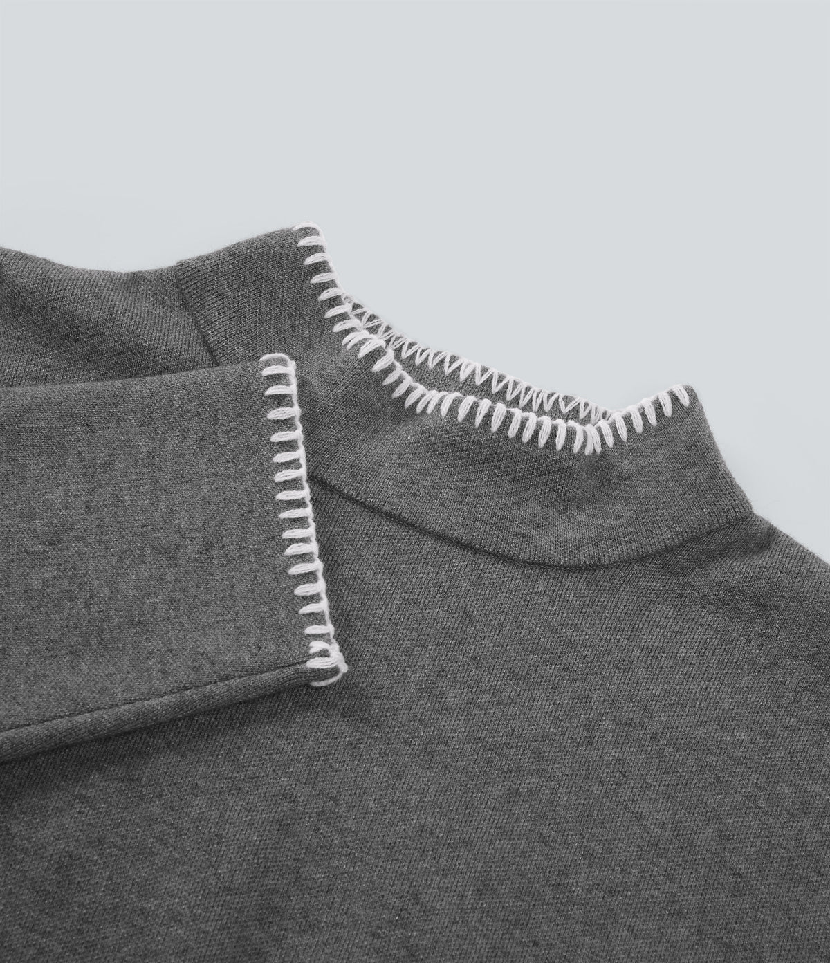 Stand Collar Long Sleeve Crochet Work Jumper — Gull — view 8