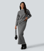 Stand Collar Long Sleeve Crochet Work Jumper — Gull — view 7