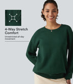 Round Neck Long Sleeve Relaxed Work Jumper — Rain Forest — view 1