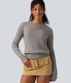 Round Neck Long Sleeve Work Jumper — Mud Tea Gray — view 1