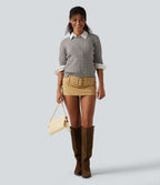 Round Neck Long Sleeve Work Jumper — Mud Tea Gray — view 6