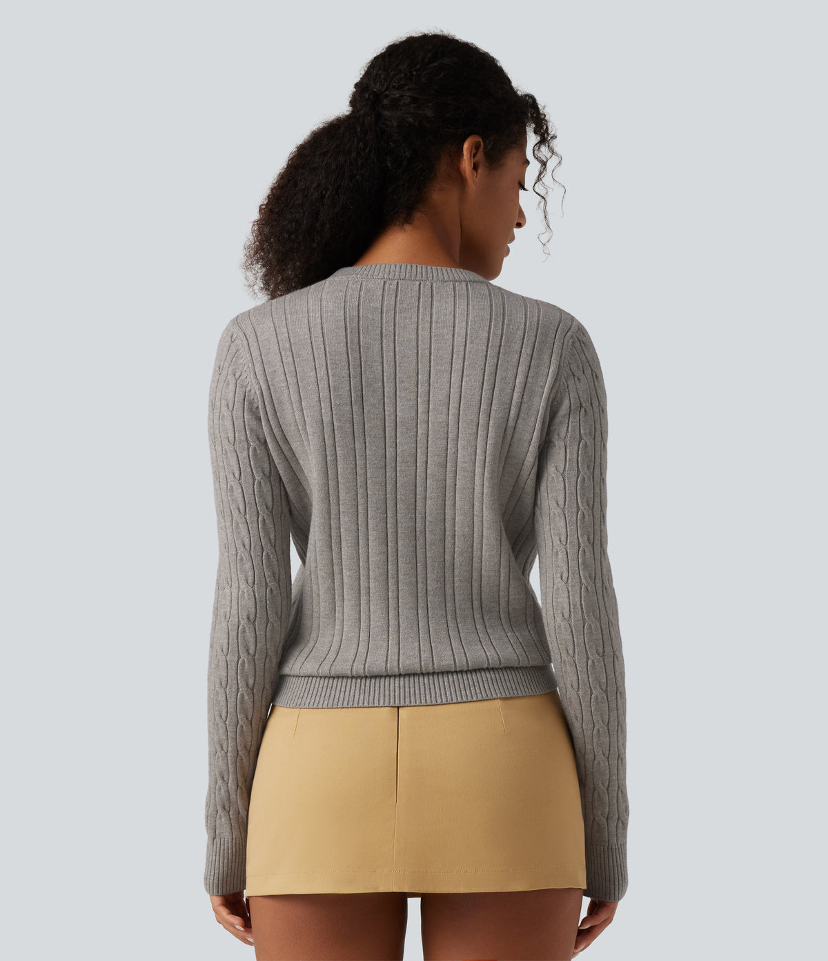 Round Neck Long Sleeve Work Jumper — Mud Tea Gray — view 2