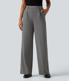 2.0 Pet Hair Resistant High Waisted Straight Leg Work Trousers with Pockets — Silent Storm — view 3