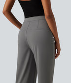 2.0 Pet Hair Resistant High Waisted Straight Leg Work Trousers with Pockets — Silent Storm — view 4
