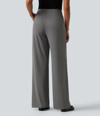 2.0 Pet Hair Resistant High Waisted Straight Leg Work Trousers with Pockets — Silent Storm — view 2