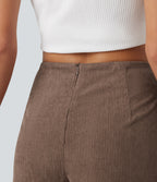 High Waisted A Line Mini Corduroy Casual Skort — Acorn — view 7